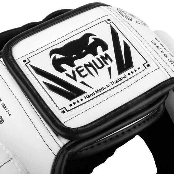 VENUM(ヴェナム/ベノム) エリート ヘッドギア ホワイト・ブラックUFC公式サプライヤー 軽量 180度視界 スパーリング・トレーニング用 三層構造高密度フォーム マジックテープ(ベルクロ)調整 ボクシング キックボクシング ムエタイ MMA 空手