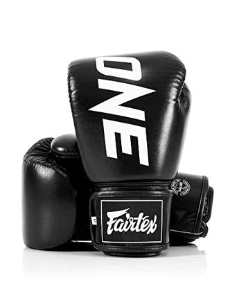 【正規品】フェアテックス(Fairtex) ボクシンググローブ ONE Championship BGV1 ブラック 8oz 10oz 12oz 14oz 16ozトレーニング・スパーリング用 プレミアムレザー 本革 マジックテープ(ベルクロ式)