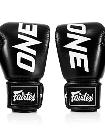 【正規品】フェアテックス(Fairtex) ボクシンググローブ ONE Championship BGV1 ブラック 8oz 10oz 12oz 14oz 16ozトレーニング・スパーリング用 プレミアムレザー 本革 マジックテープ(ベルクロ式)
