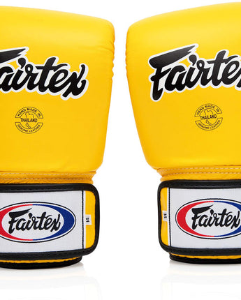 【正規品】フェアテックス(Fairtex) ボクシンググローブ イエロー BGV1 8oz 10oz 12oz 14oz 16ozトレーニング・スパーリング用 本革 マジックテープ(ベルクロ式)