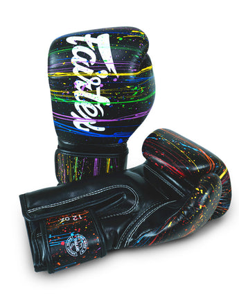 Fairtex BGV14PT ペインターボクシンググローブ ブラック - プロ仕様 ムエタイ ボクシング キックボクシング用 ハンドペイント 世界チャンピオン愛用