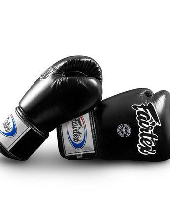 【正規品】フェアテックス(Fairtex) ボクシンググローブ ブラック BGV1 8oz 10oz 12oz 14oz 16ozトレーニング・スパーリング用 本革 マジックテープ(ベルクロ式)