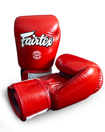 【正規品】フェアテックス(Fairtex) ボクシンググローブ レッド BGV1 8oz 10oz 12oz 14oz 16ozトレーニング・スパーリング用 本革 マジックテープ(ベルクロ式)