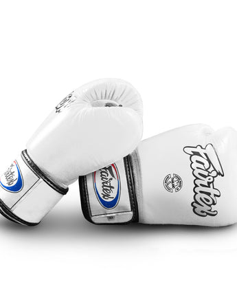 【正規品】フェアテックス(Fairtex) ボクシンググローブ ホワイト BGV1 8oz 10oz 12oz 14oz 16ozトレーニング・スパーリング用 本革 マジックテープ(ベルクロ式)