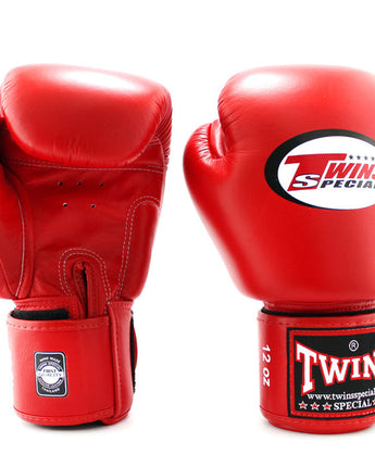 Twins(ツインズ) BGVL3 ボクシンググローブ レッド 本革 8oz 10oz 12oz 14oz 16oz スパーリング・トレーニング用 マジックテープ(ベルクロ式) ボクシング キックボクシング ムエタイ MMA