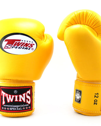 Twins(ツインズ) BGVL3 ボクシンググローブ イエロー 本革 8oz 10oz 12oz 14oz 16oz スパーリング・トレーニング用 マジックテープ(ベルクロ式) ボクシング キックボクシング ムエタイ MMA