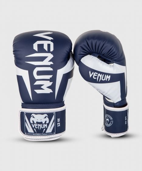 VENUM（ヴェナム/ベノム） エリート ボクシング グローブ ホワイト・ネイビーブルー UFC 公式 サプライヤー 8oz 10oz 12oz 14oz 16oz トレーニング・スパーリング 初心者から上級者まで 三層構造高密度パッド マジックテープ(ベルクロ式) ボクシング キックボクシング ムエタイ MMA