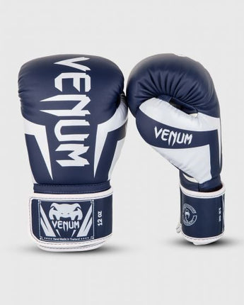 VENUM（ヴェナム/ベノム） エリート ボクシング グローブ ホワイト・ネイビーブルー UFC 公式 サプライヤー 8oz 10oz 12oz 14oz 16oz トレーニング・スパーリング 初心者から上級者まで 三層構造高密度パッド マジックテープ(ベルクロ式) ボクシング キックボクシング ムエタイ MMA