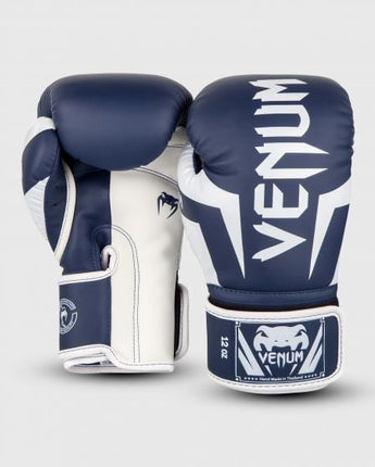 VENUM（ヴェナム/ベノム） エリート ボクシング グローブ ホワイト・ネイビーブルー UFC 公式 サプライヤー 8oz 10oz 12oz 14oz 16oz トレーニング・スパーリング 初心者から上級者まで 三層構造高密度パッド マジックテープ(ベルクロ式) ボクシング キックボクシング ムエタイ MMA