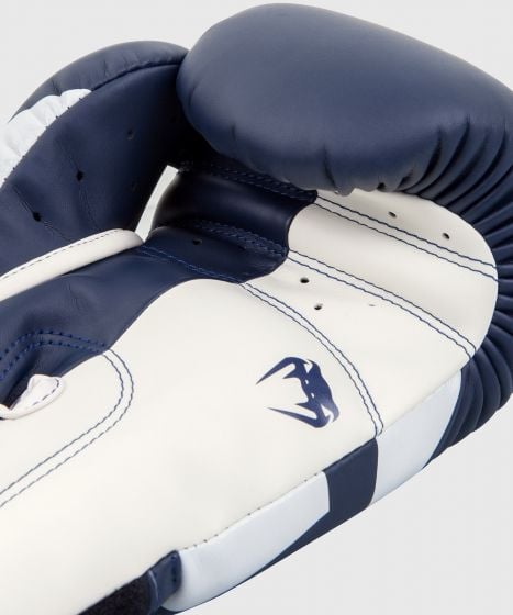 VENUM（ヴェナム/ベノム） エリート ボクシング グローブ ホワイト・ネイビーブルー UFC 公式 サプライヤー 8oz 10oz 12oz 14oz 16oz トレーニング・スパーリング 初心者から上級者まで 三層構造高密度パッド マジックテープ(ベルクロ式) ボクシング キックボクシング ムエタイ MMA
