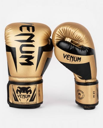 VENUM（ヴェナム/ベノム） エリート ボクシング グローブ ゴールド・ブラック UFC 公式 サプライヤー 8oz 10oz 12oz 14oz 16oz トレーニング・スパーリング 初心者から上級者まで 三層構造高密度パッド マジックテープ(ベルクロ式) ボクシング キックボクシング ムエタイ MMA