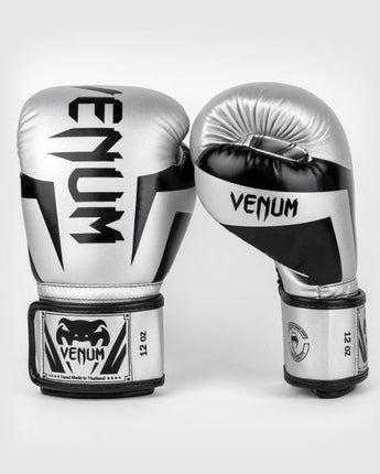 VENUM（ヴェナム/ベノム） エリート ボクシング グローブ シルバー・ブラック UFC 公式 サプライヤー 8oz 10oz 12oz 14oz 16oz トレーニング・スパーリング 初心者から上級者まで 三層構造高密度パッド マジックテープ(ベルクロ式) ボクシング キックボクシング ムエタイ MMA