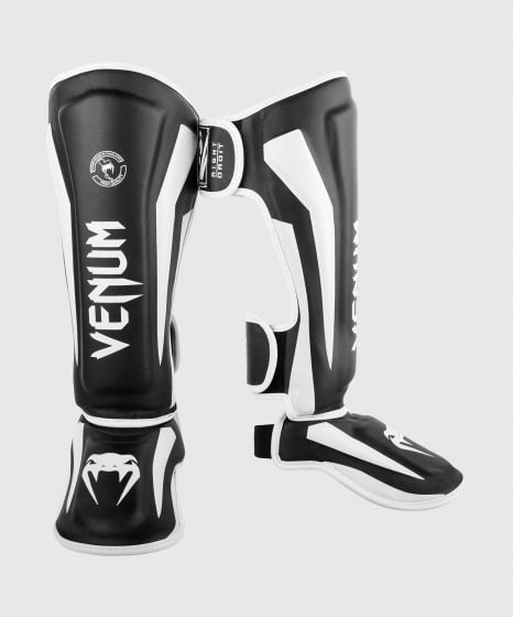 VENUM (ヴェナム/ベノム) エリートスタンドアップ シンガード レガース すねあて ブラック・ホワイト  UFC公式サプライヤー  高密度フォーム 2本マジックテープ(ベルクロ式)固定 トレーニング・スパーリング用 キックボクシング ムエタイ MMA 総合格闘技 空手