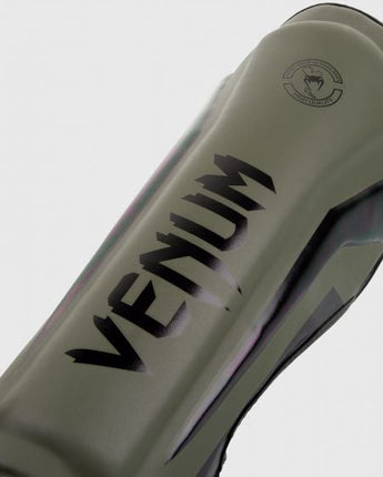 VENUM (ヴェナム/ベノム) エリートスタンドアップ シンガード レガース すねあて カーキ・ブラック  UFC公式サプライヤー  高密度フォーム 2本マジックテープ(ベルクロ式)固定 トレーニング・スパーリング用 キックボクシング ムエタイ MMA 総合格闘技 空手