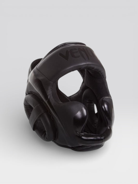 VENUM(ヴェナム/ベノム) エリート ヘッドギア マットブラック UFC公式サプライヤー 軽量 180度視界 スパーリング・トレーニング用 三層構造高密度フォーム マジックテープ(ベルクロ)調整 ボクシング キックボクシング ムエタイ MMA 空手