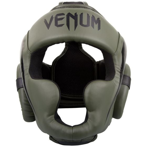 VENUM(ヴェナム/ベノム) エリート ヘッドギア カーキ・ブラック UFC公式サプライヤー 軽量 180度視界 スパーリング・トレーニング用 三層構造高密度フォーム マジックテープ(ベルクロ)調整 ボクシング キックボクシング ムエタイ MMA 空手