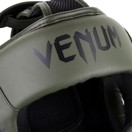 VENUM(ヴェナム/ベノム) エリート ヘッドギア カーキ・ブラック UFC公式サプライヤー 軽量 180度視界 スパーリング・トレーニング用 三層構造高密度フォーム マジックテープ(ベルクロ)調整 ボクシング キックボクシング ムエタイ MMA 空手