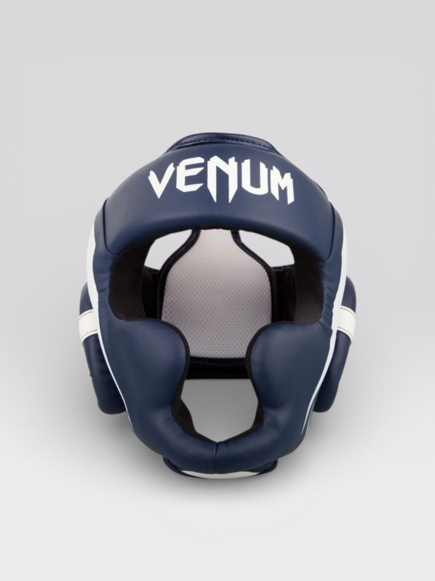 VENUM(ヴェナム/ベノム) エリート ヘッドギア ホワイト・ネイビーブルー UFC公式サプライヤー 軽量 180度視界 スパーリング・トレーニング用 三層構造高密度フォーム マジックテープ(ベルクロ)調整 ボクシング キックボクシング ムエタイ MMA 空手
