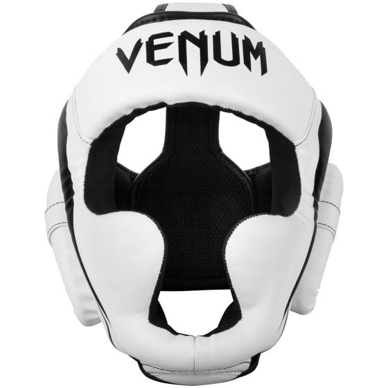 VENUM(ヴェナム/ベノム) エリート ヘッドギア ホワイト・ブラックUFC公式サプライヤー 軽量 180度視界 スパーリング・トレーニング用 三層構造高密度フォーム マジックテープ(ベルクロ)調整 ボクシング キックボクシング ムエタイ MMA 空手