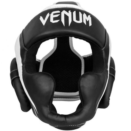 VENUM(ヴェナム/ベノム) エリート ヘッドギア ブラック・ホワイトUFC公式サプライヤー 軽量 180度視界 スパーリング・トレーニング用 三層構造高密度フォーム マジックテープ(ベルクロ)調整 ボクシング キックボクシング ムエタイ MMA 空手
