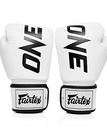 【正規品】フェアテックス(Fairtex) ボクシンググローブ ONE Championship BGV1 ホワイト 8oz 10oz 12oz 14oz 16ozトレーニング・スパーリング用 プレミアムレザー 本革 マジックテープ(ベルクロ式)