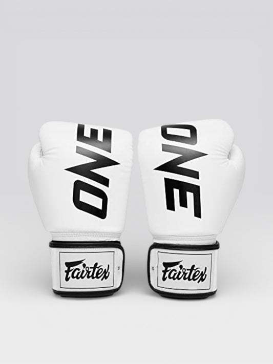 【正規品】フェアテックス(Fairtex) ボクシンググローブ ONE Championship BGV1 ホワイト 8oz 10oz 12oz 14oz 16ozトレーニング・スパーリング用 プレミアムレザー 本革 マジックテープ(ベルクロ式)